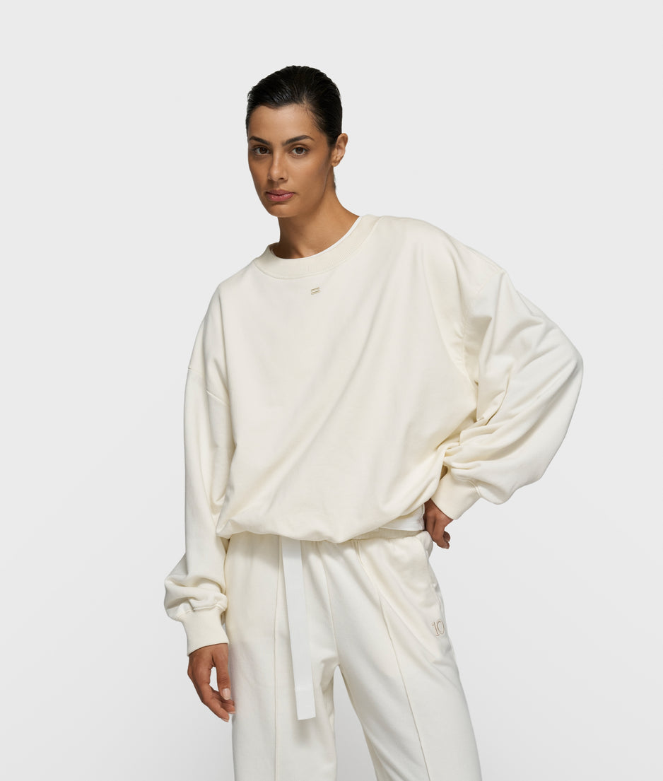 pleated sweater curly 10 | pearl