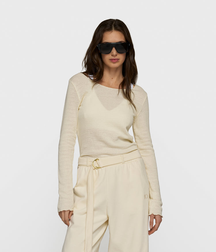 long sleeve tee mesh | soft vanilla