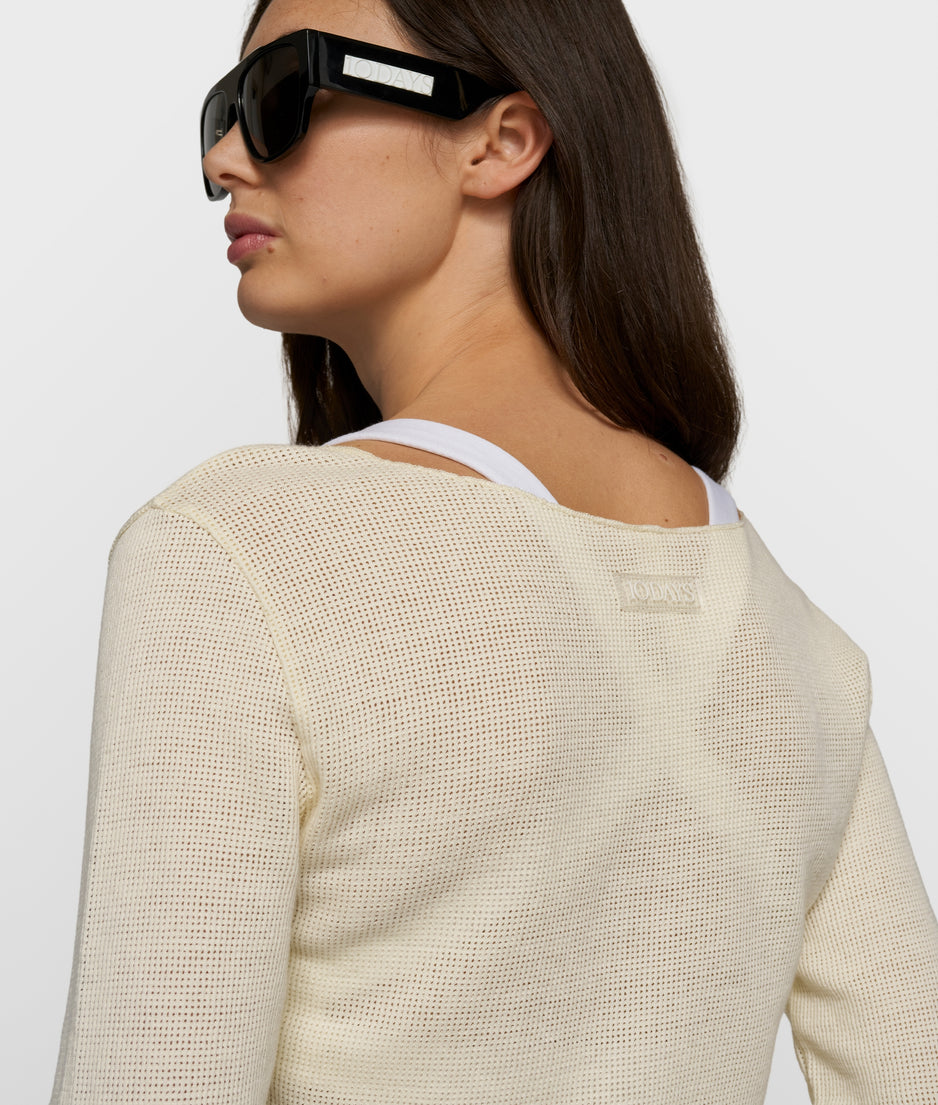 long sleeve tee mesh | soft vanilla