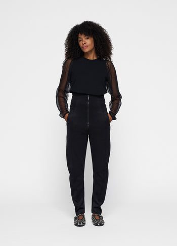 soft sweater puff sleeves | black