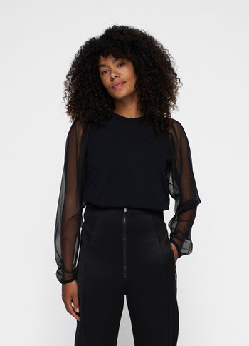 soft sweater puff sleeves | black