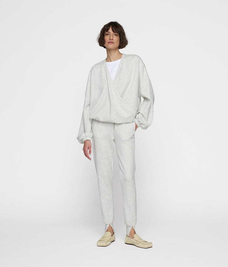 soft scuba cuff jogger | white grey melee