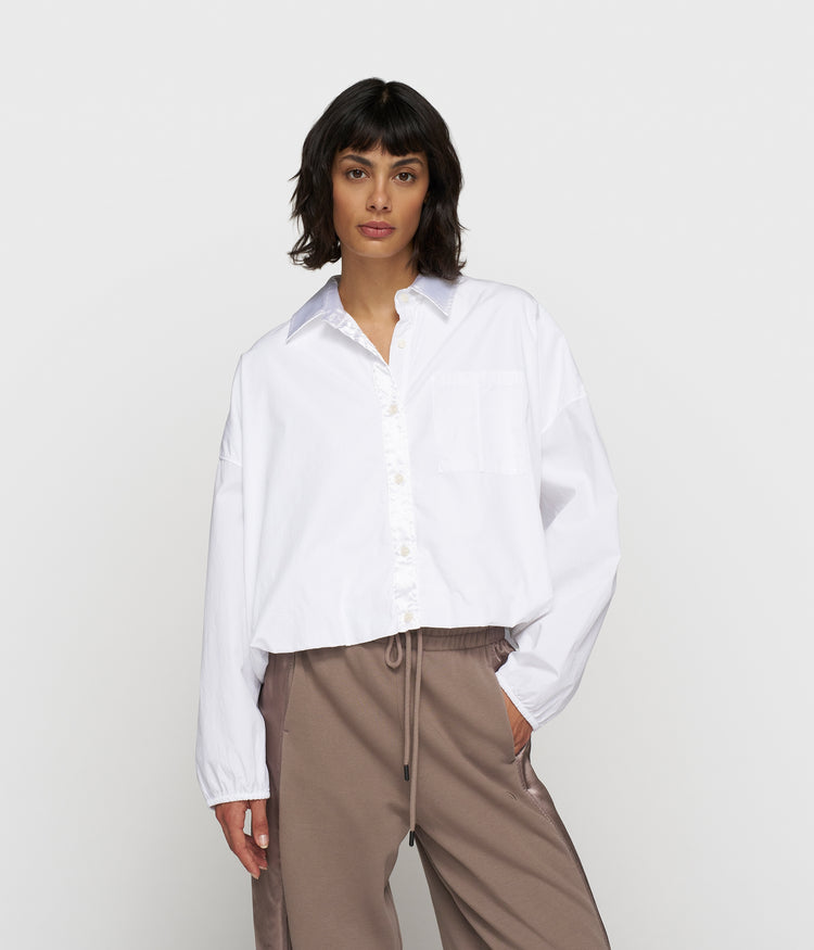 cropped smoking blouse | white