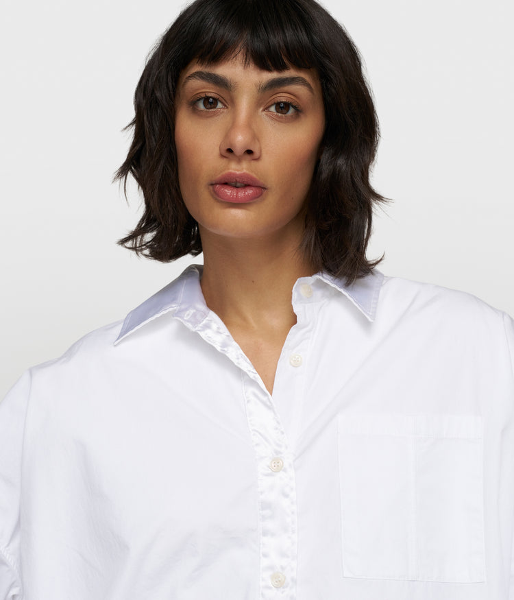 cropped smoking blouse | white