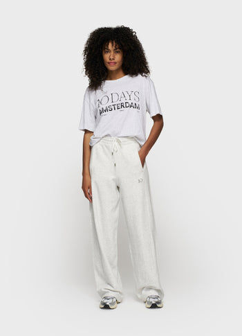 crew neck tee logo | white grey melee