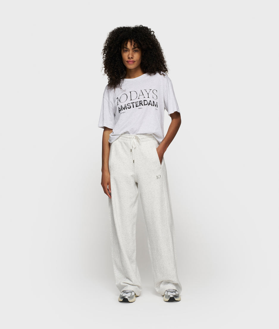 crew neck tee logo | white grey melee