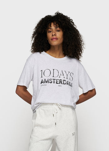 crew neck tee logo | white grey melee