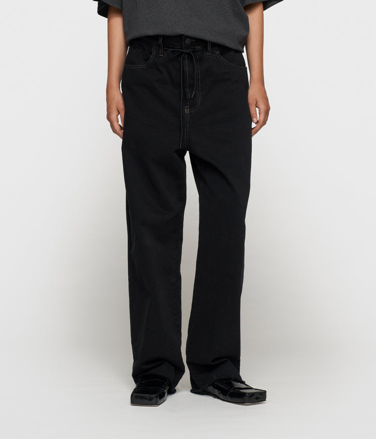 straight leg pants twill | black