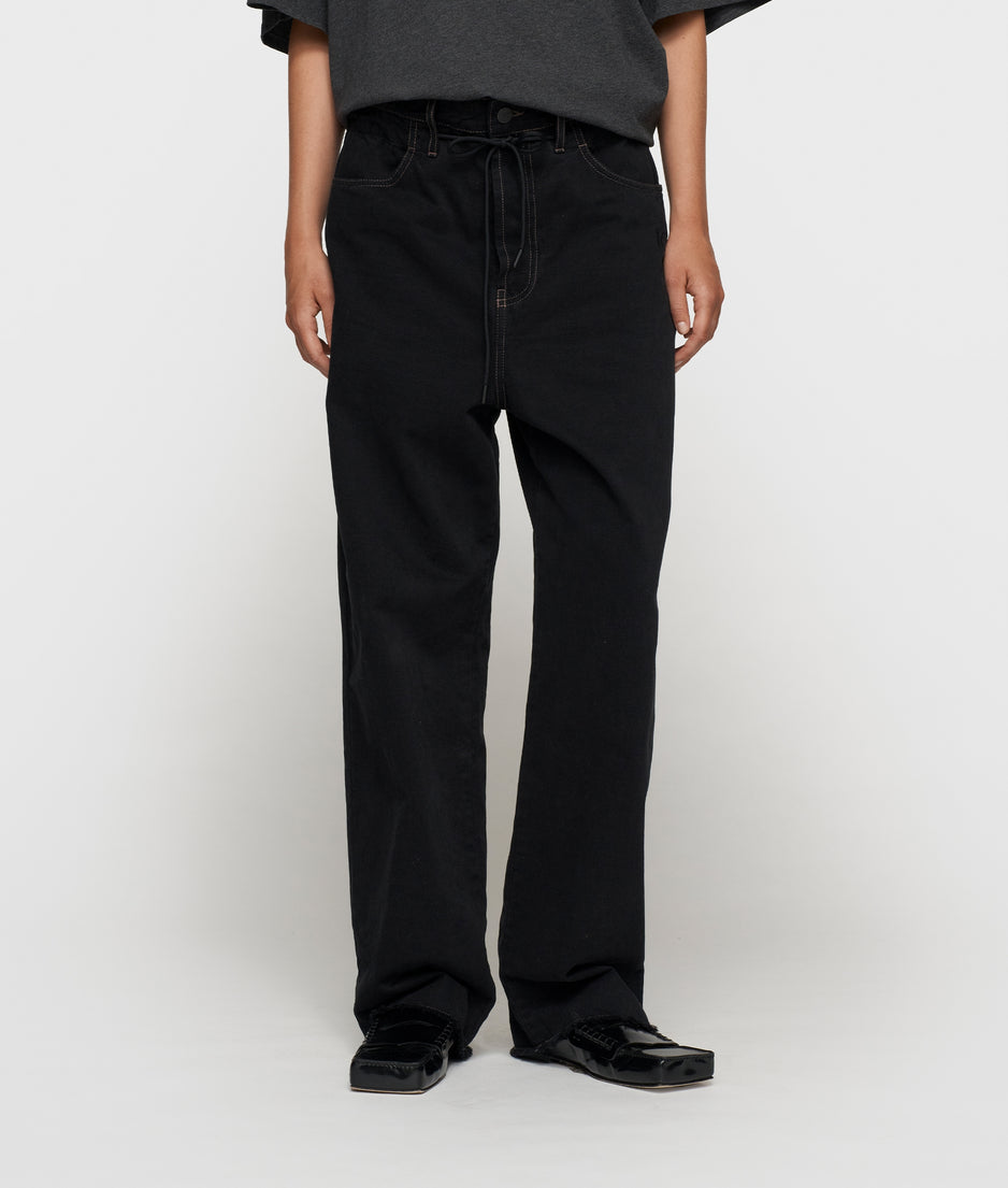 straight leg pants twill | black