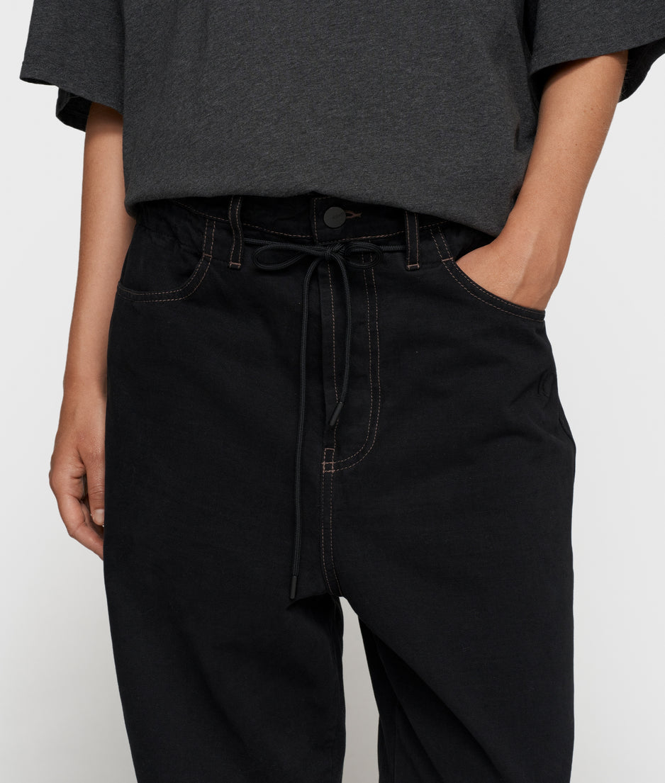 straight leg pants twill | black