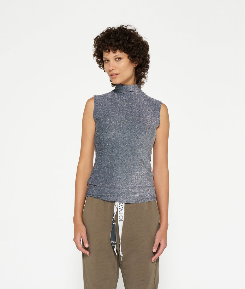 turtleneck top glitter | black