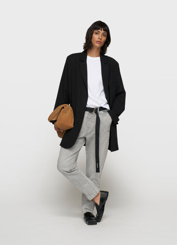 belted pants denim | grey wash