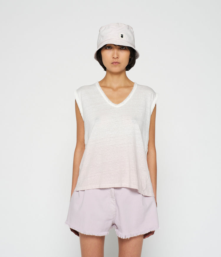 linen singlet dip dye | pale lilac