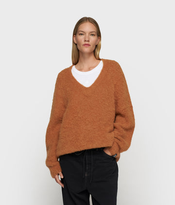 v-neck knit sweater | suede