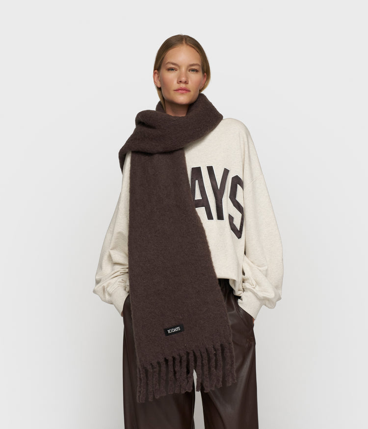 thick brushed scarf | deep wine