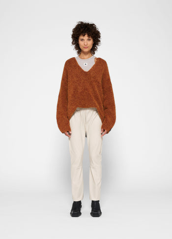 oversized sweater hairy knit | saddle brown
