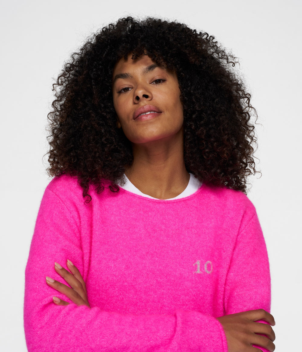knit sweater | neon pink