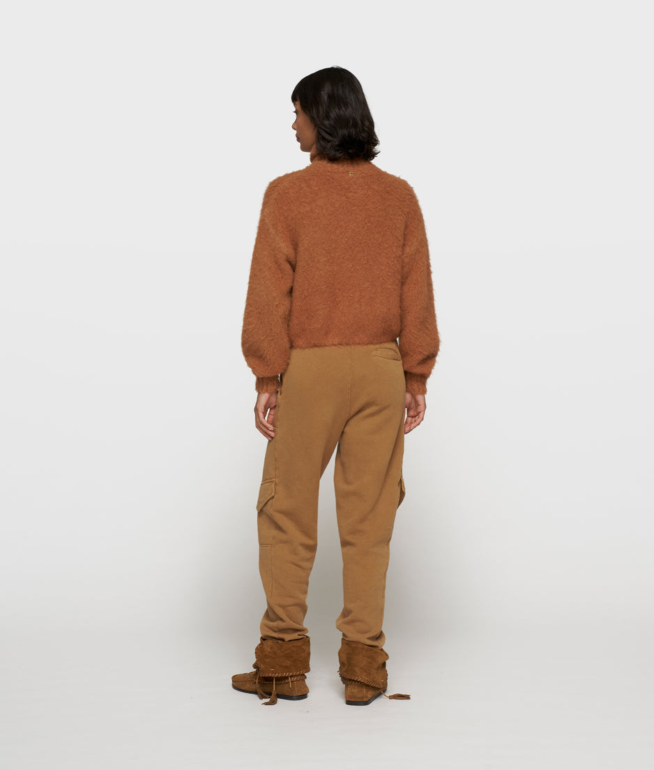 cropped knit turtleneck | suede