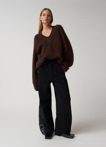 v-neck knit sweater | deep wine