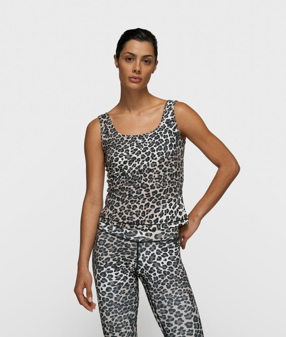 slimfit tanktop leopard | ecru