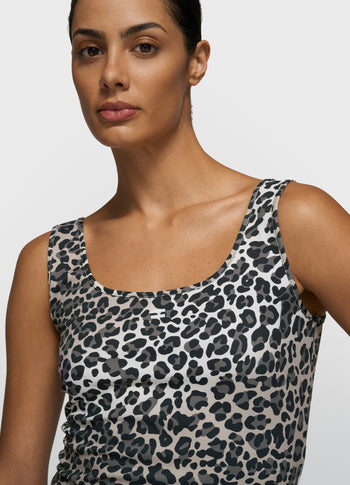 slimfit tanktop leopard | ecru