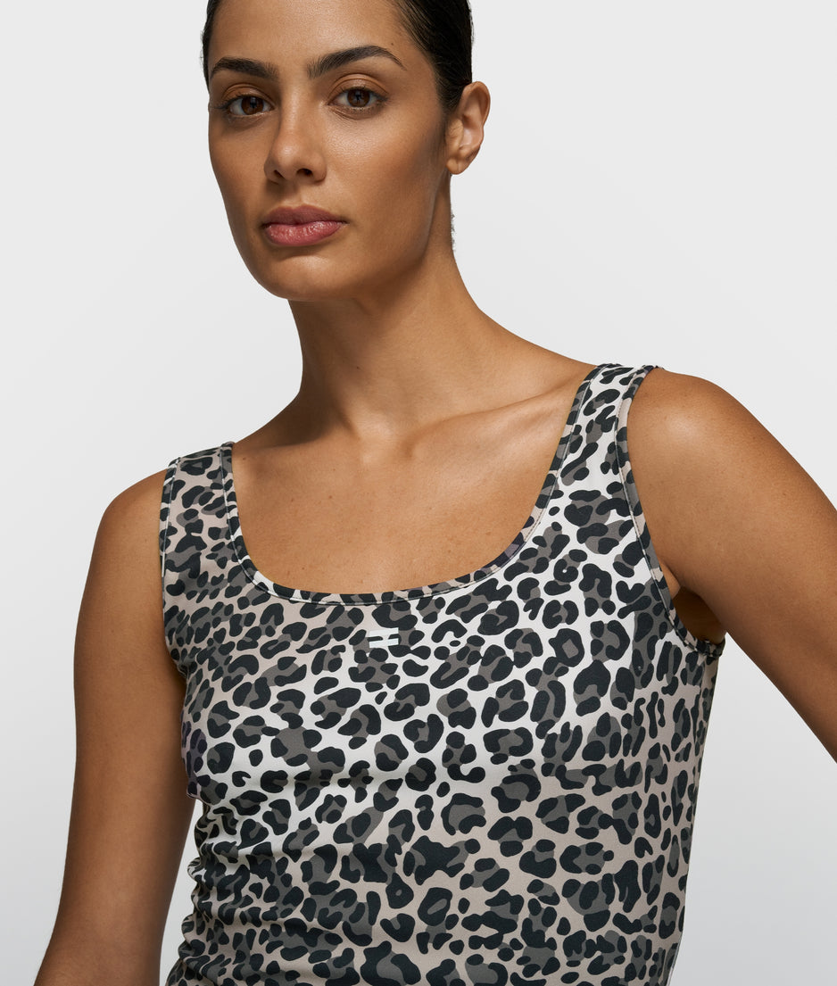 slimfit tanktop leopard | ecru