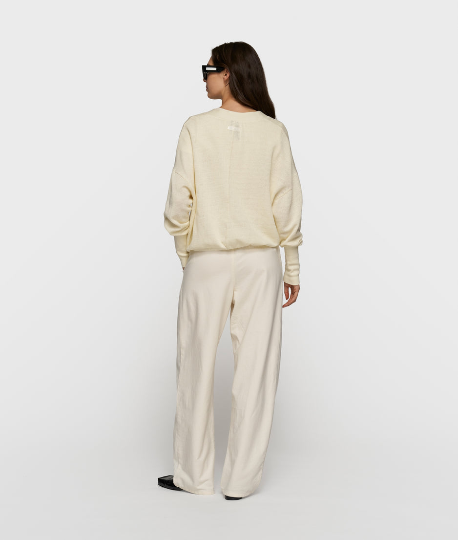 v-neck cardigan mesh | soft vanilla