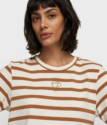 petite tee modal stripes | ecru/suede