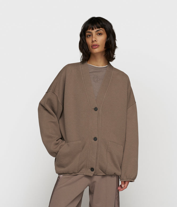 baseball cardigan fleece | moonrock