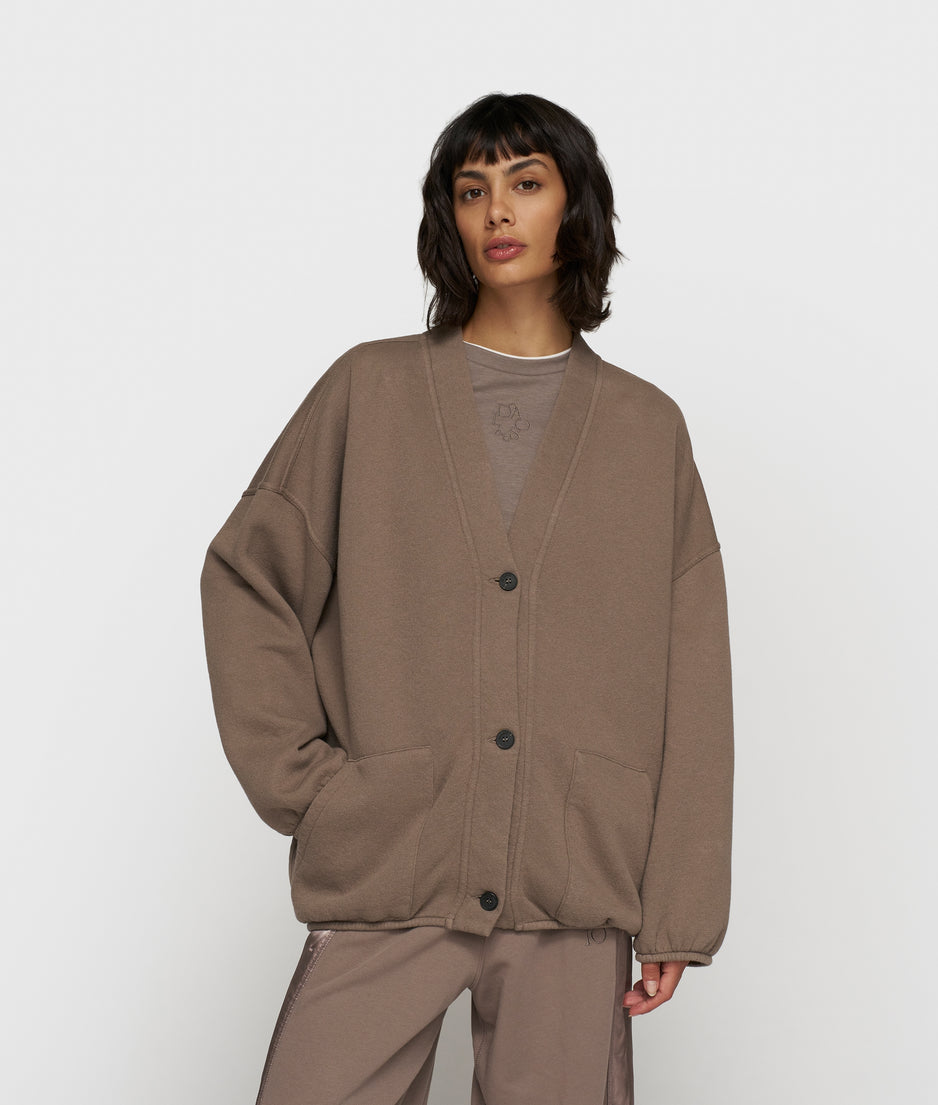 baseball cardigan fleece | moonrock