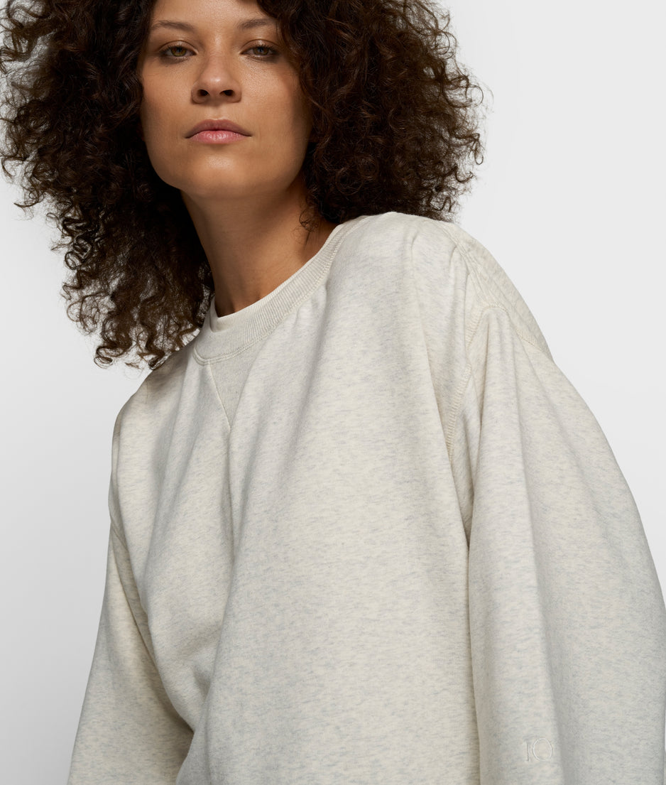 shoulder gathering tee | soft white melee