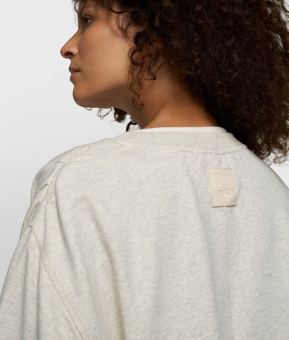 shoulder gathering tee | soft white melee