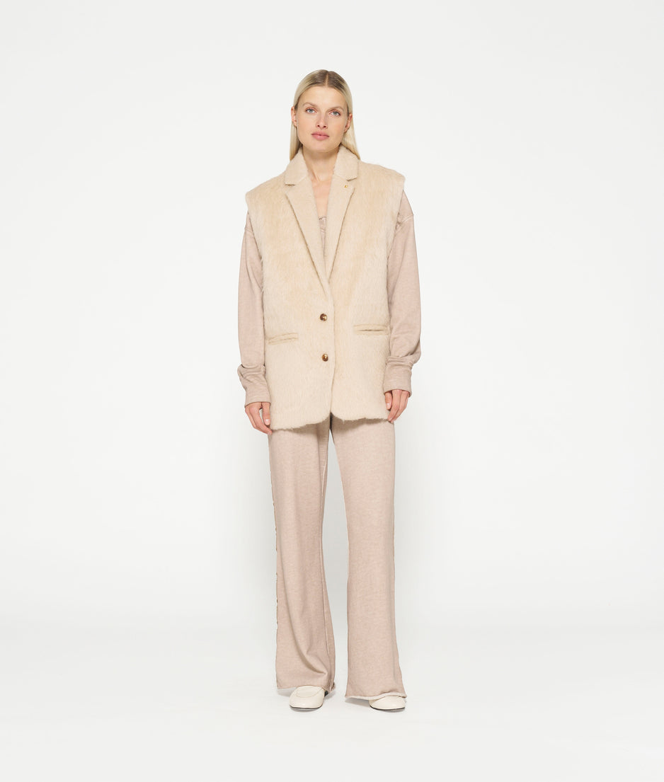 hairy sleeveless blazer | sepia sand