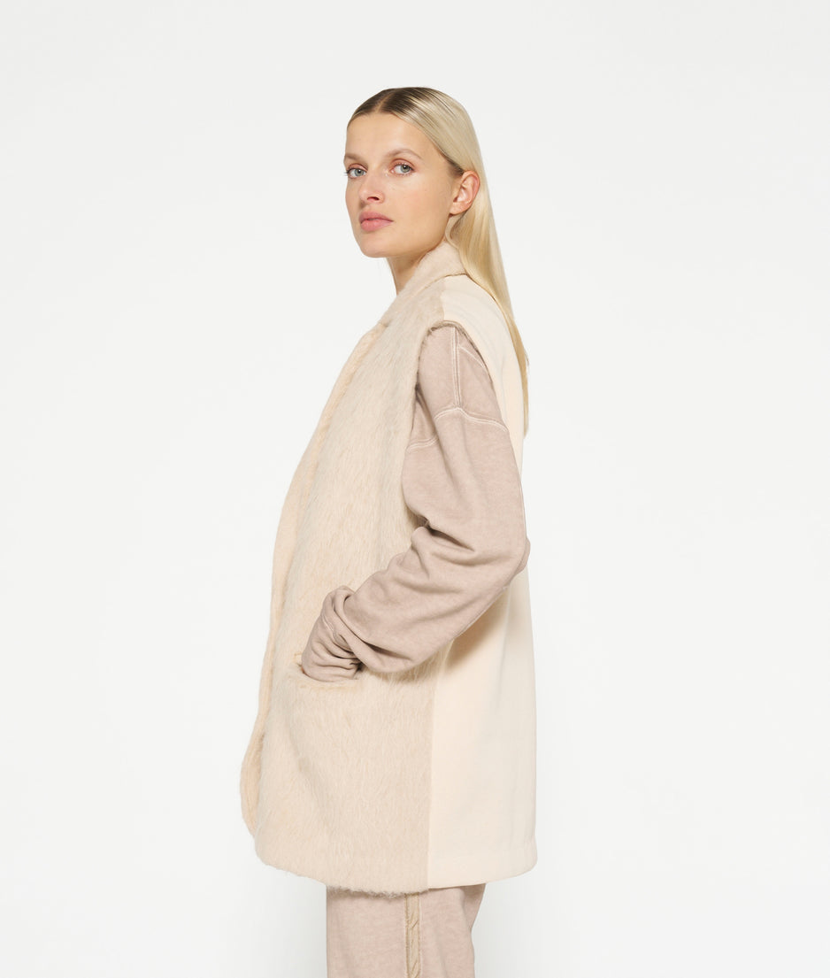 hairy sleeveless blazer | sepia sand