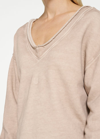 double v-neck sweat | sepia sand