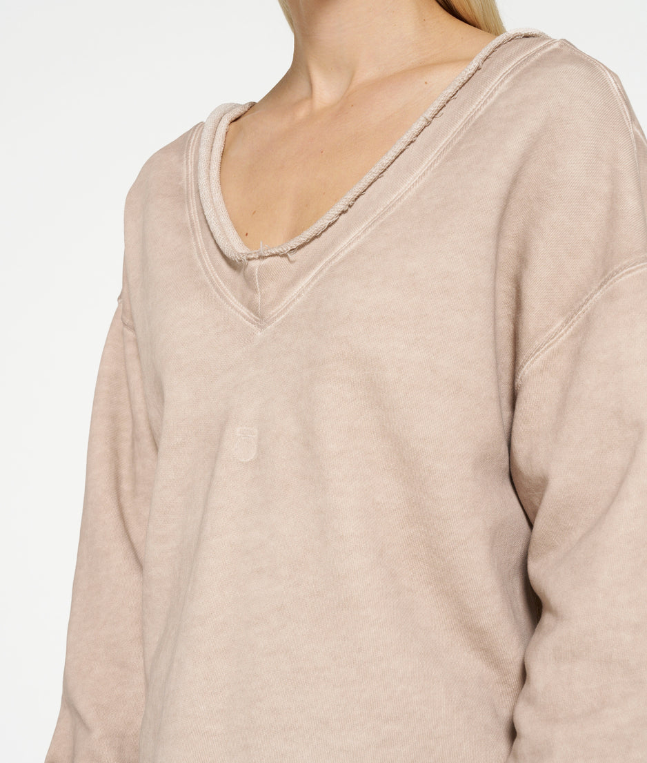 double v-neck sweat | sepia sand