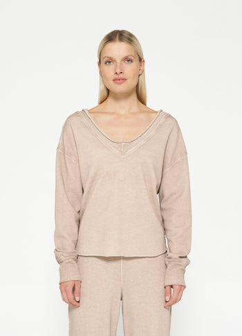 double v-neck sweat | sepia sand