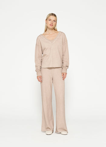 double v-neck sweat | sepia sand