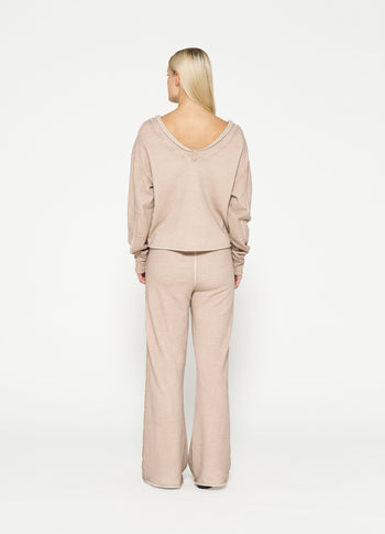 double v-neck sweat | sepia sand