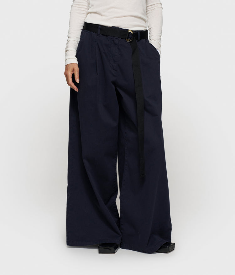 wide pants twill | dark navy