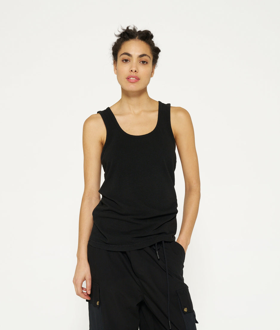 singlet linen cotton | black