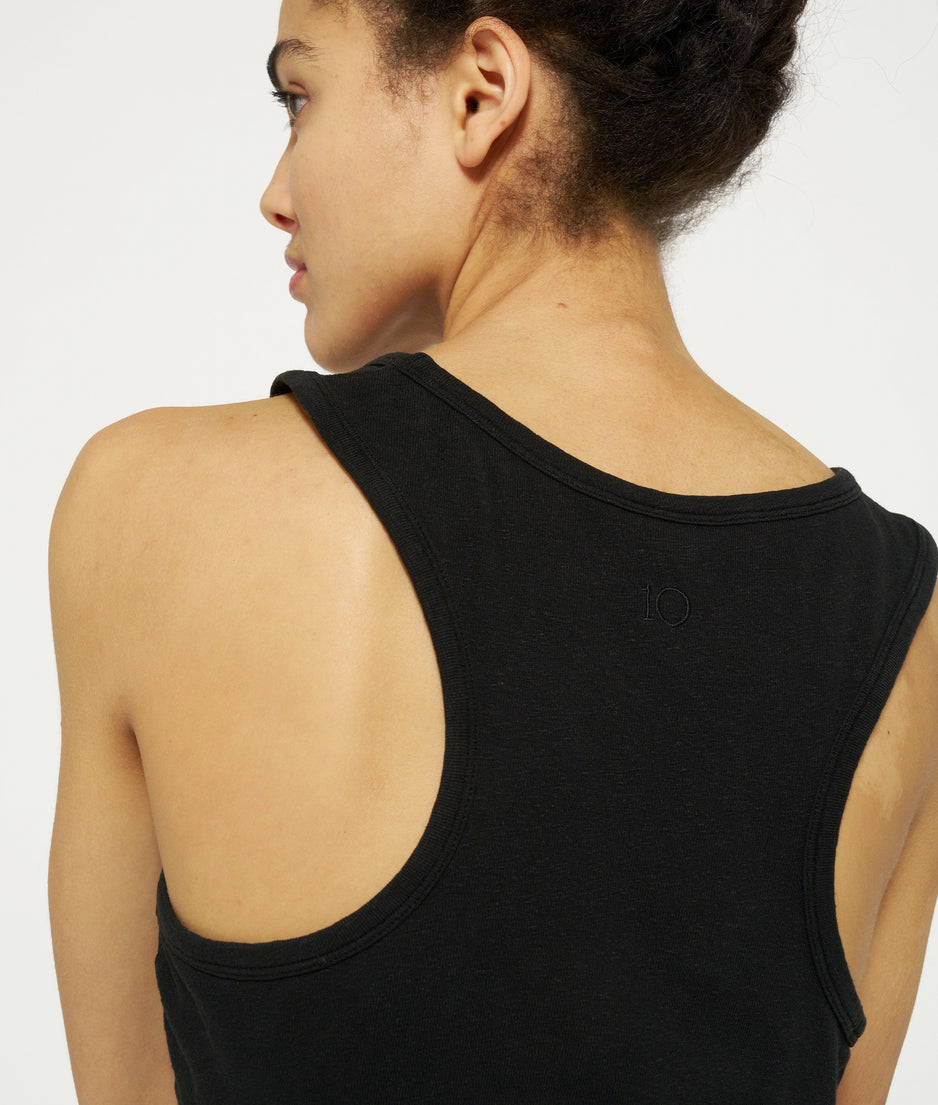 singlet linen cotton | black