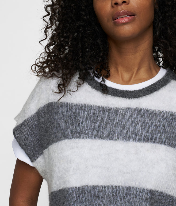 thin knit tee | antra melee/white grey melee