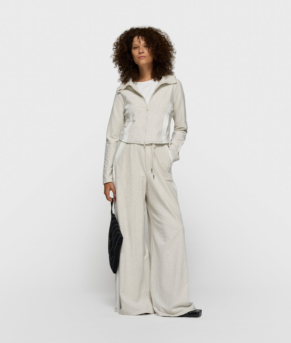 slim zip hoodie | soft white melee