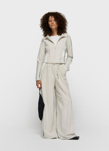 super wide leg jogger | soft white melee