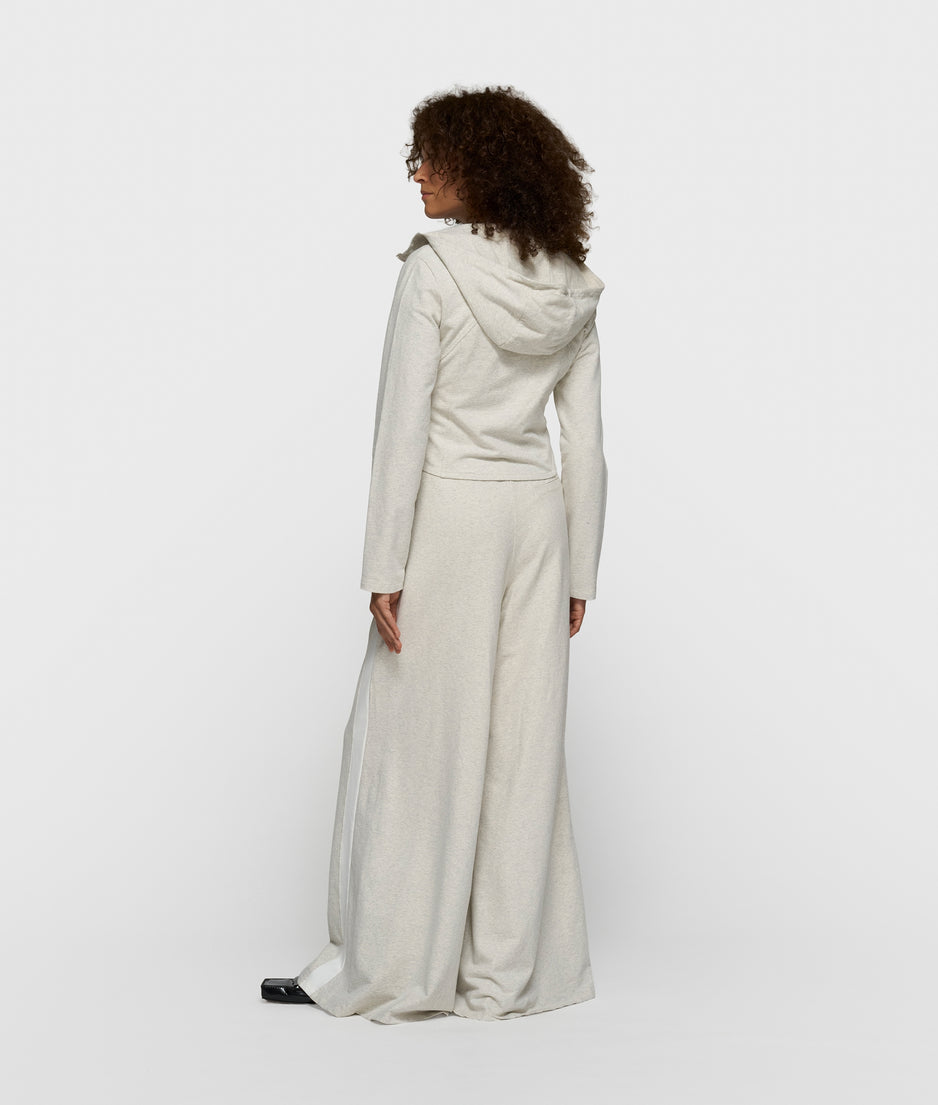 slim zip hoodie | soft white melee