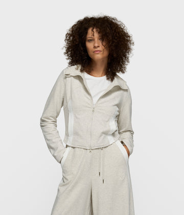 slim zip hoodie | soft white melee