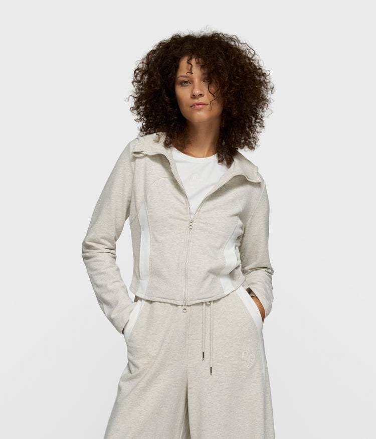 slim zip hoodie | soft white melee