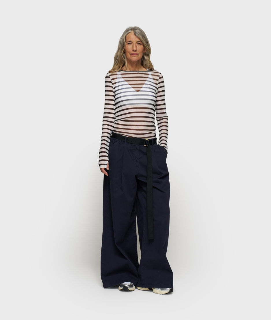 mesh tee stripes | ecru/black