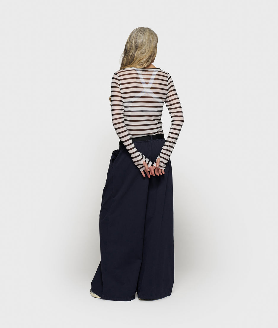 mesh tee stripes | ecru/black
